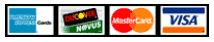 Amex, Discover, Mastercard and Visa Credit Cards Accepted